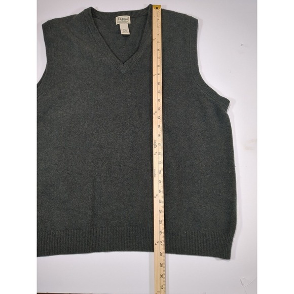 LL Bean 100% Lambs Wool XXL Green Sweater Vest Hunting‎ Warm - Picture 4 of 5